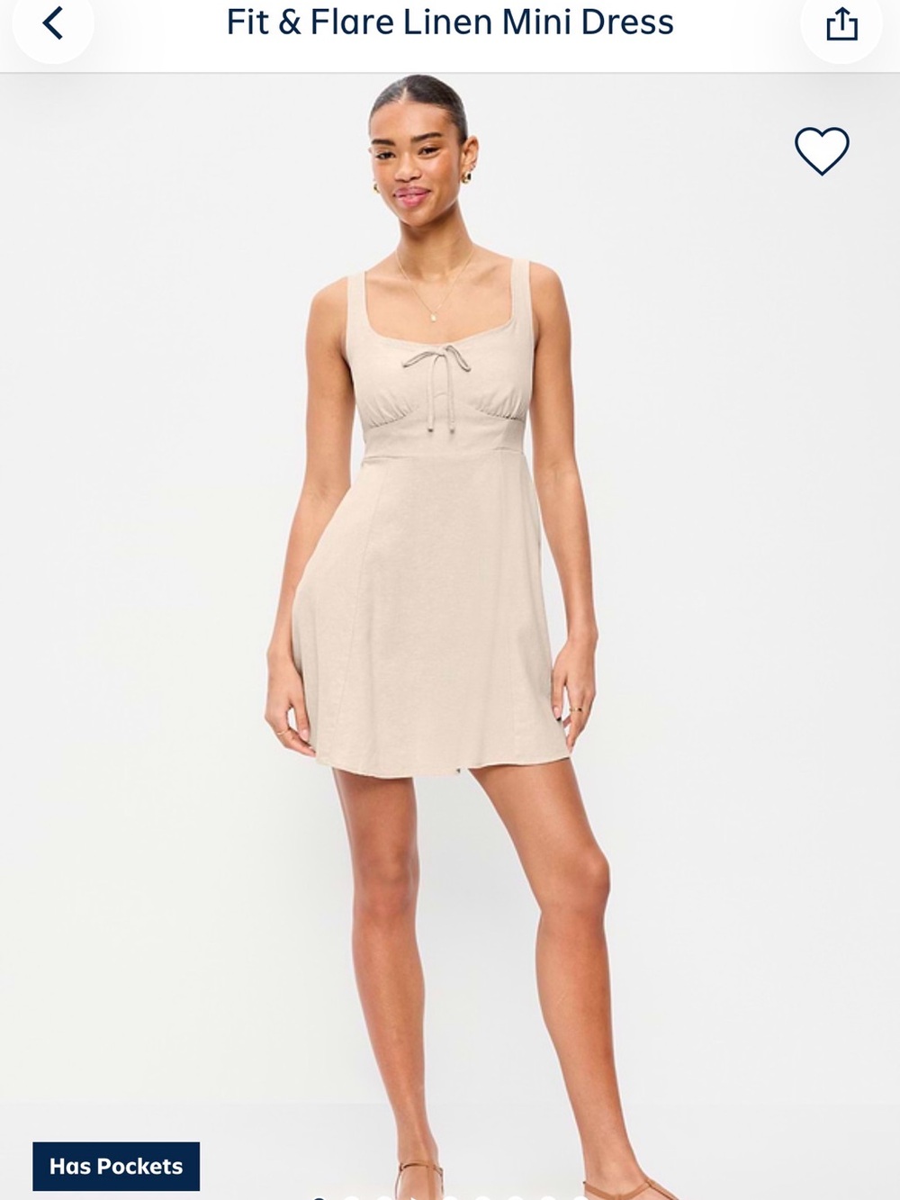 Old Navy Beige Tie-Front Mini Dress